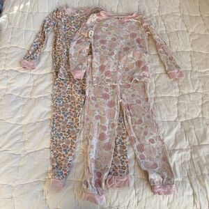 2 Adorable Floral Kids Pajama Set - Pink and Cream